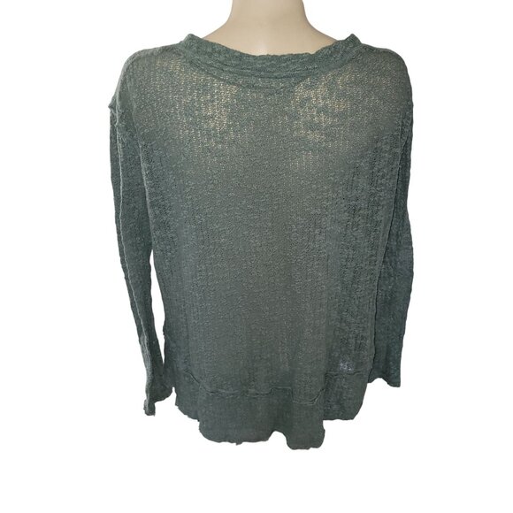 Womens Free‎ People Extra Small Sheer Knit Long Sleeve Top In Sage Green - Picture 4 of 6